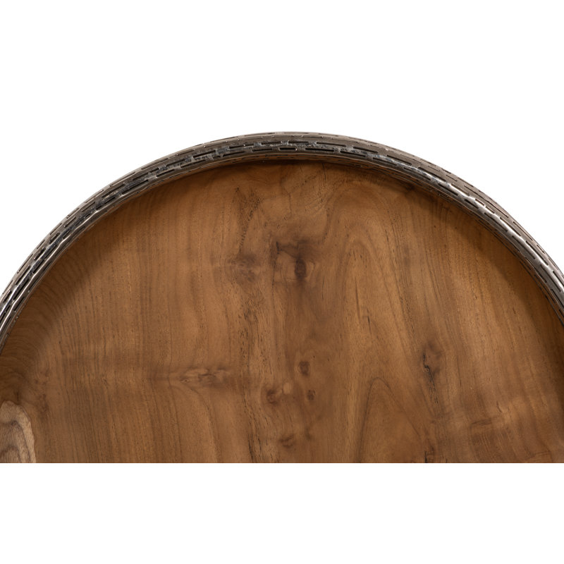Teak Wood Bowl Wall Art, Metallurgy Edge, 20" H x 20" W x 2" D