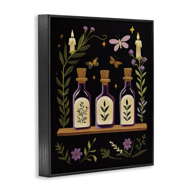 Tablette victorienne d'apothicaire, estampe numérique, design par Yen, H 20 po x l 16 po, Giclée encadrée noir minuit