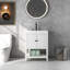 Lavabo de salle de bain moderne élégant en céramique blanche 24 po avec tablette ouverte en bois massif