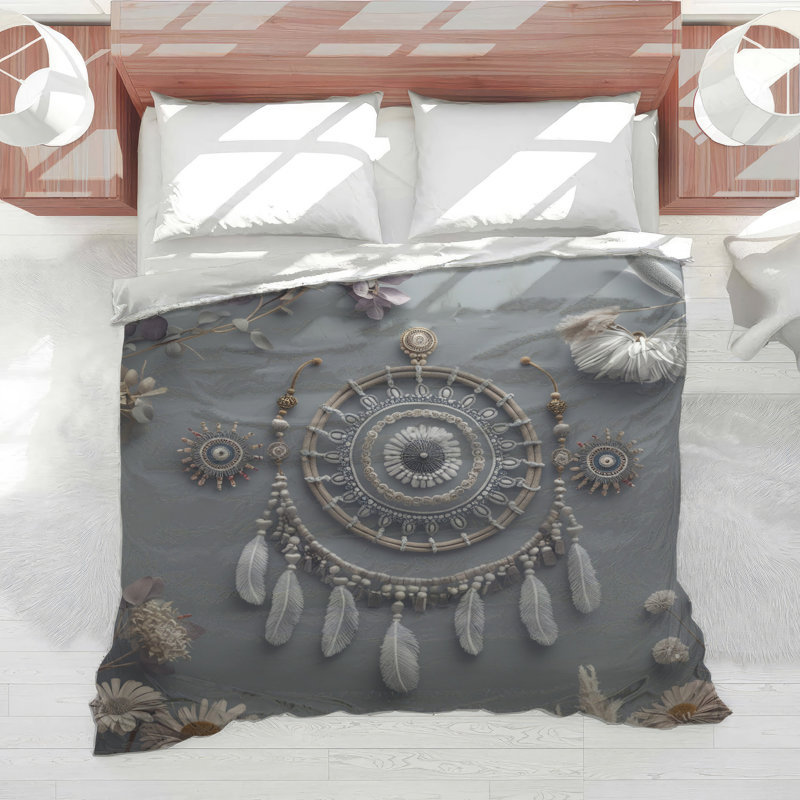Édredon attrayant avec plumes Boho, Grand lit