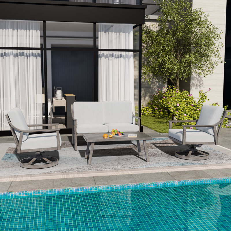 Vishali 1 Piece Outdoor Aluminum Patio Sofa, Gray