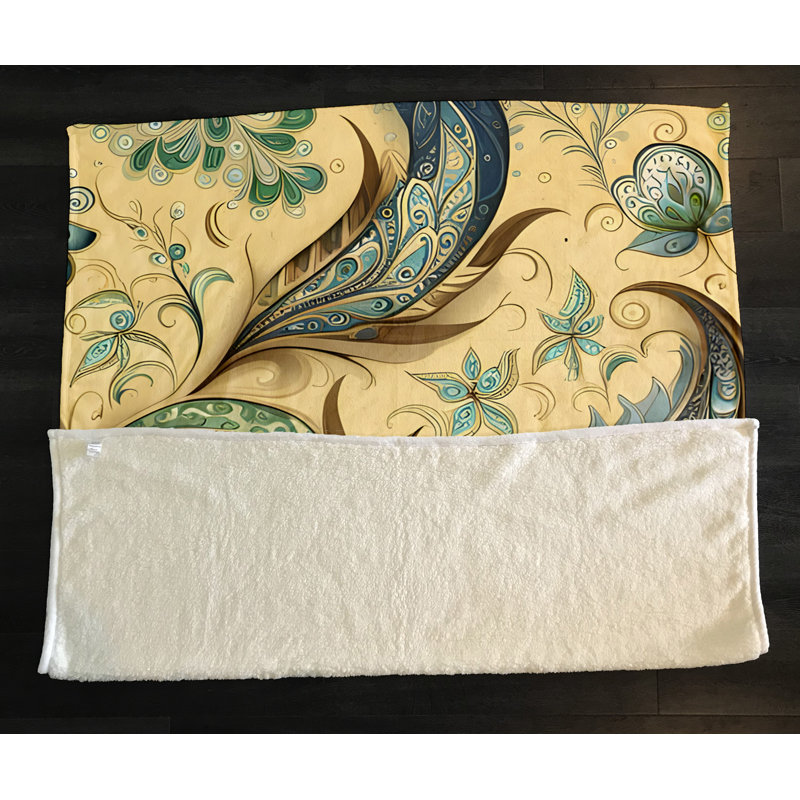 Throw Blanket, 51" W x 60" L, Paisley/Abstract, Blue/Yellow