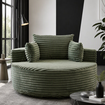 Chaise pivotante simple en mousse de velours côtelé de 55 po L, canapé moderne moelleux, chaise pivotante à 360 degrés pour le salon, la chambre à coucher, le salon et la salle de projection