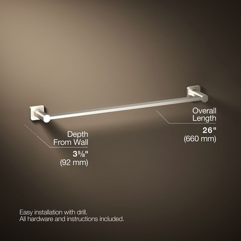 Parallel Towel Bar, 24"W, Vibrant Brushed Nickel