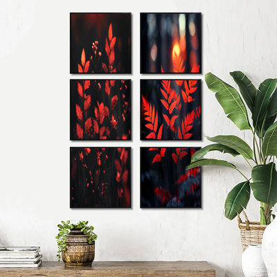 Ensemble de 6 décorations murales rouges et noires