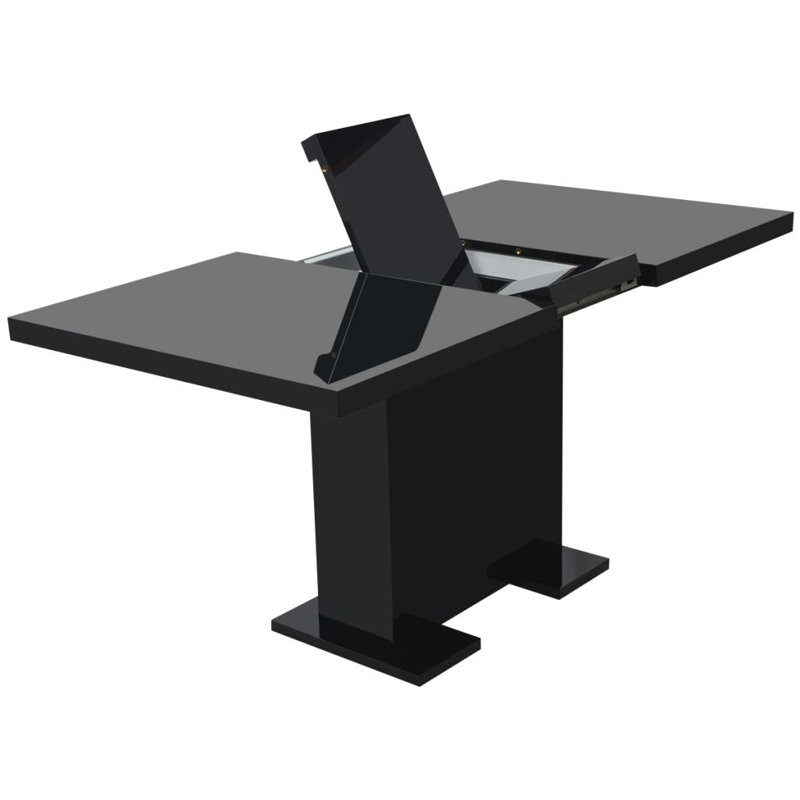 Table de salle à manger extensible, Noir très lustré