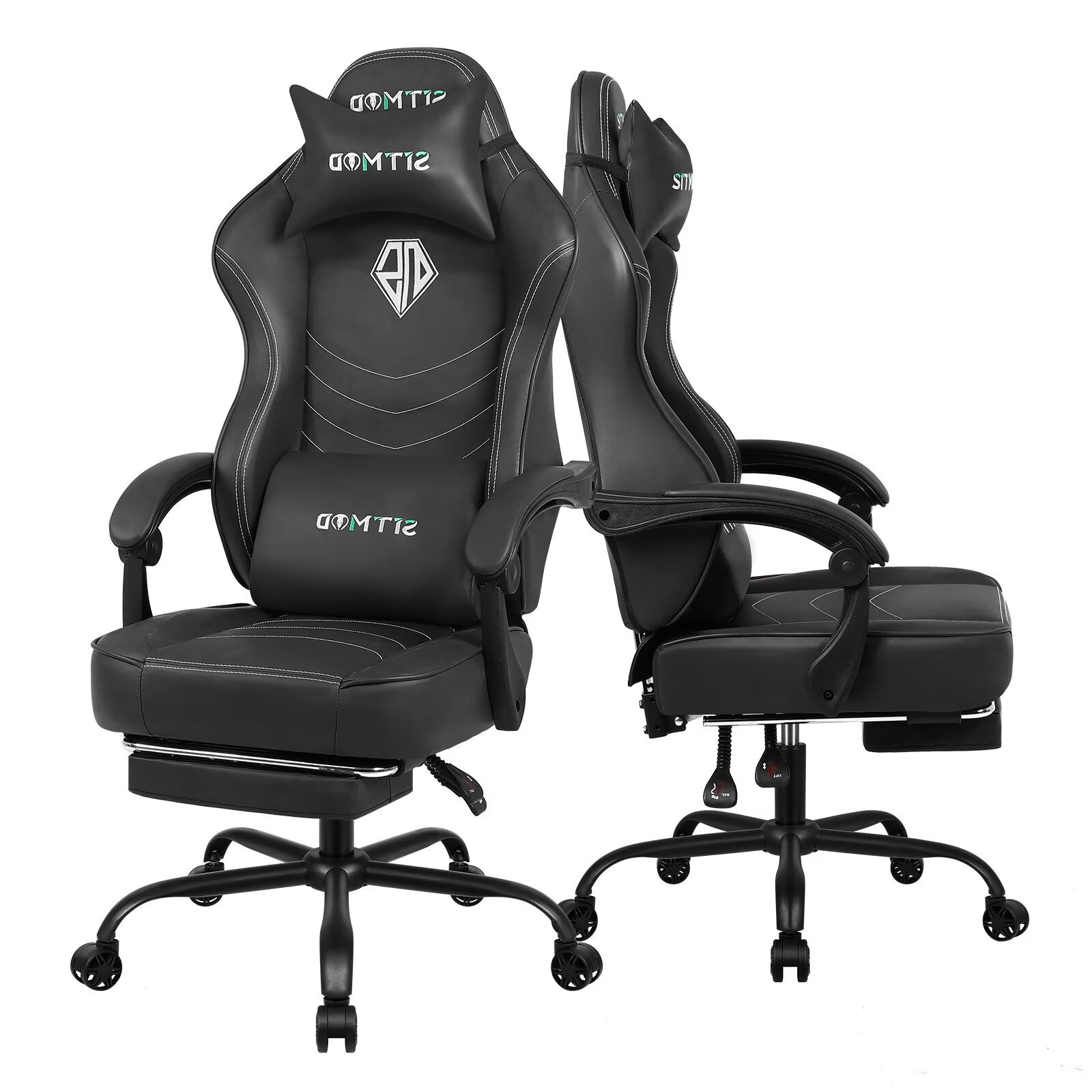 Ebern Designs Ergonomic Gaming Chair with Footrest for AdultsPU Leather PC Computer Gaming