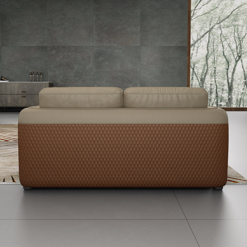 Noir Loveseat, Beige/Brown Genuine Leather
