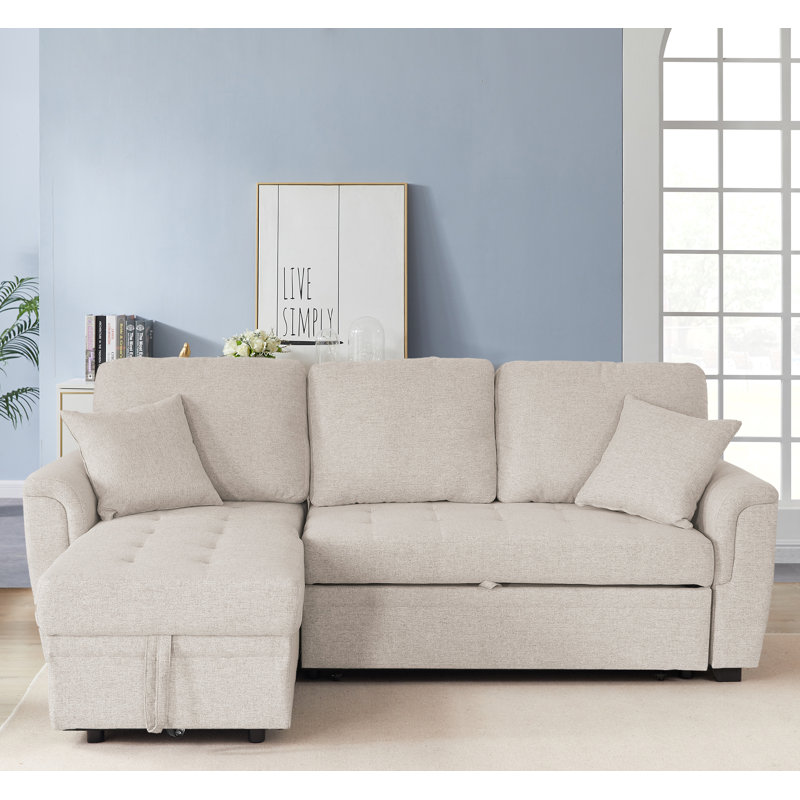 Canapé-lit modulaire de 86 po de large rembourré, 100 % polyester beige