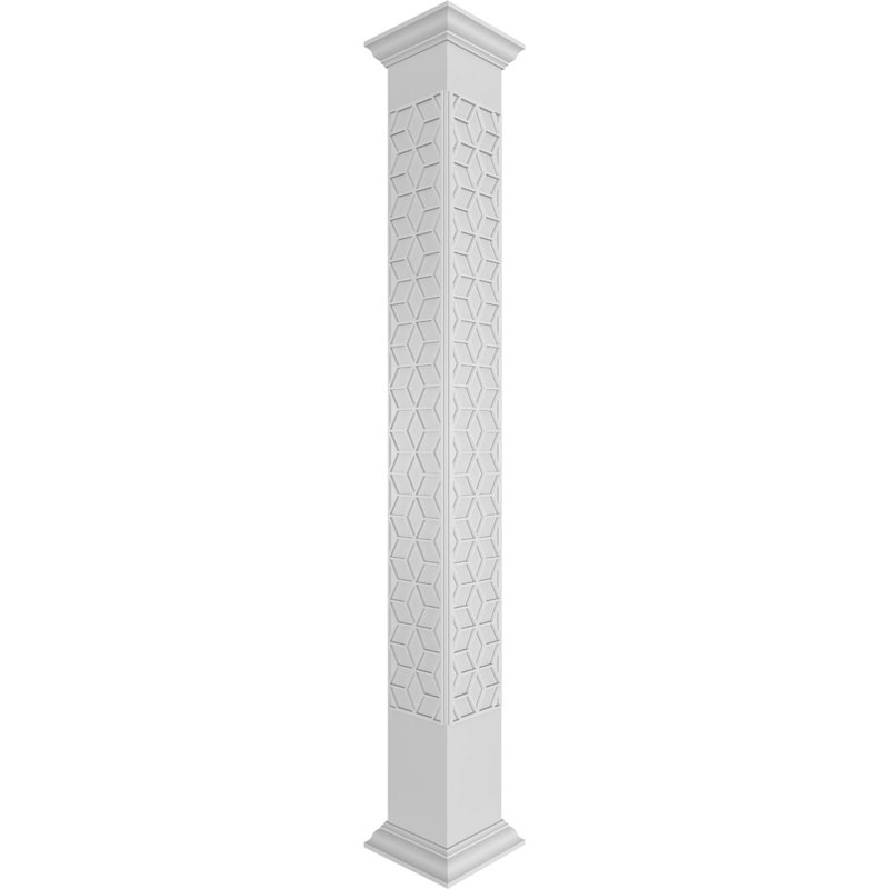 Colonne carrée classique non effilée en forme de Pueblo avec couronne et base Craftsman, H 108 po x l 9,625 po x P 9,625 po