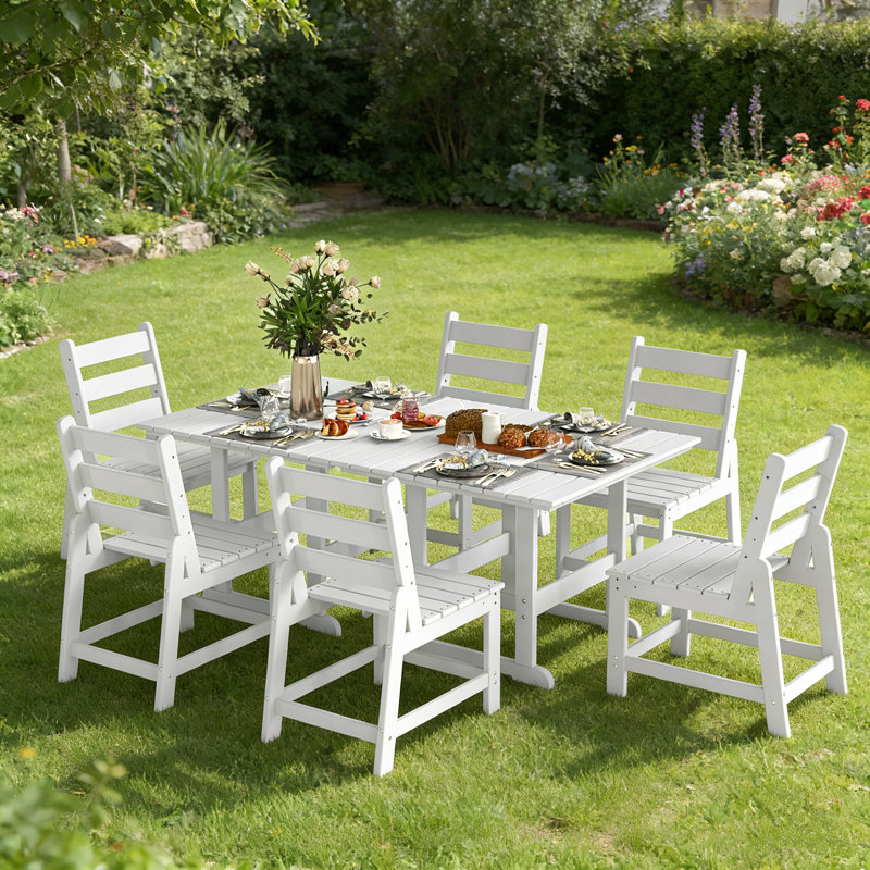 All Weather 7-Piece-Outdoor-Table-And-Chairs, White