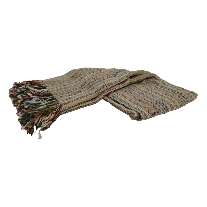 Home&Manor Handcrafted Wool & Cotton Throw Blanket Light Grey, Light Grey