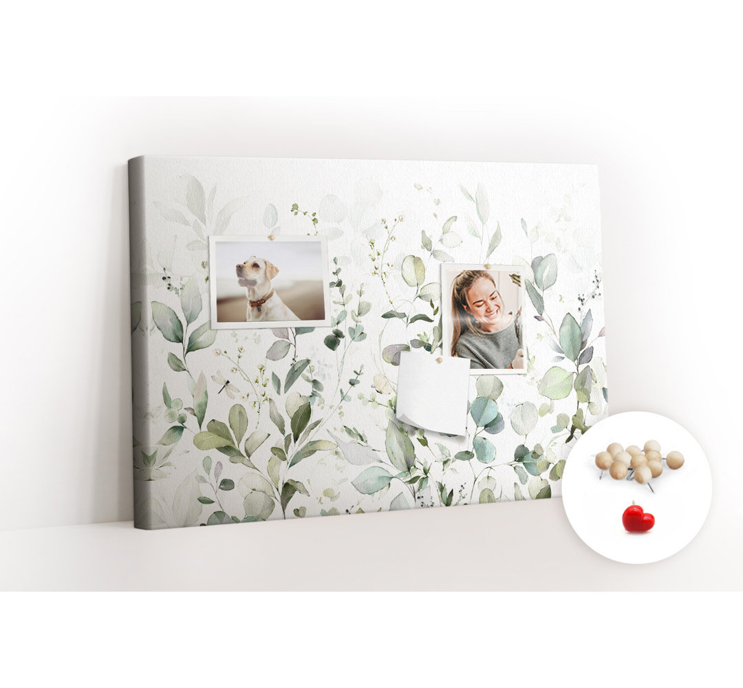 Wall Mounted bulletin board print decorative wall message pin boards home office corkboard Leaves nature