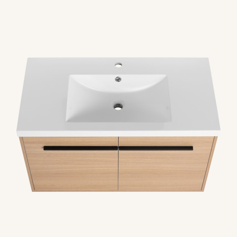 Ensemble de meuble-lavabo en chêne avec lavabo à poser en résine 36 po, 2 portes Oak