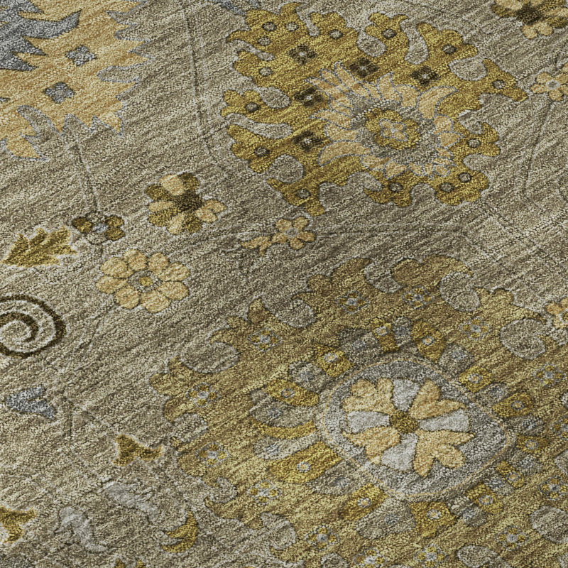 Tapis damassé de qualité supérieure Mayfield AMF2289, 10 pi x 14 pi, Kaki