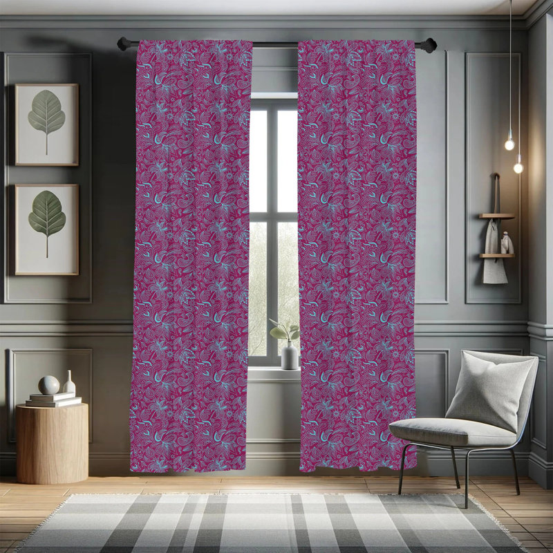  Floral Semi-Sheer Rod Pocket Curtain Panels, 28" x 63"