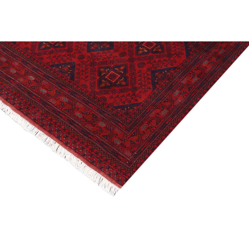 Tapis rouge / noir en laine noué à la main de style oriental Cremeans 5 pi 2 po x 6 pi 6 po