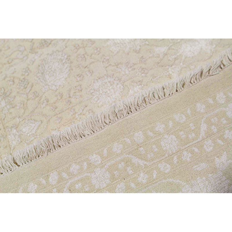 Hand-Knotted High-Quality Cream and Cream Area Rug