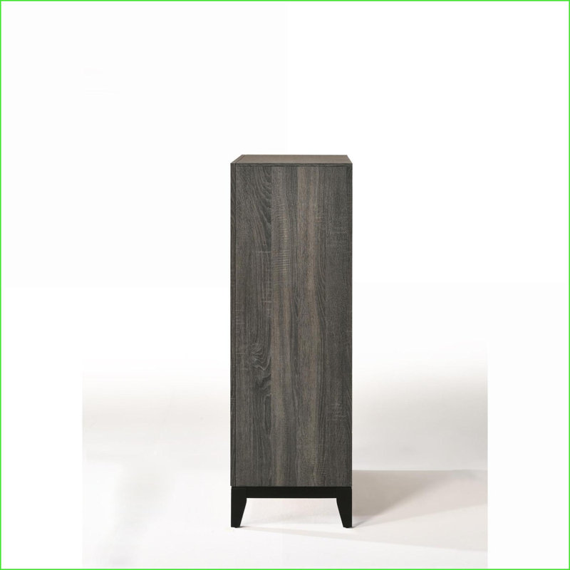 Commode, commode 5 tiroirs Valdemar Gris | Bois synthétique