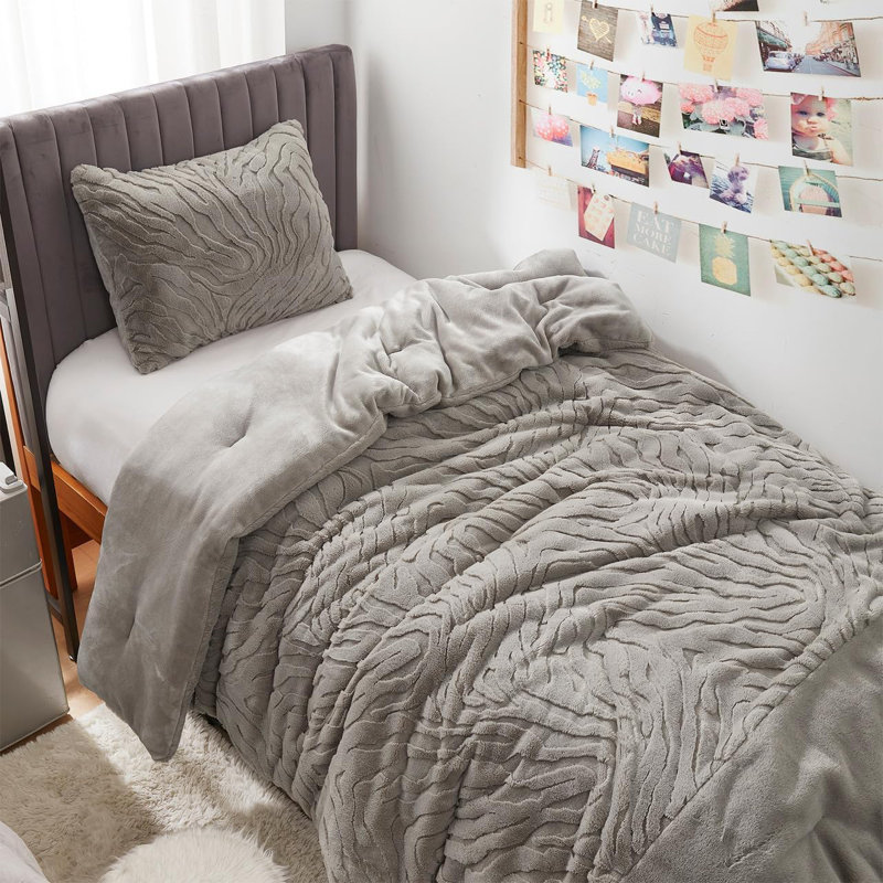 Ensemble d'édredon surdimensionné taupe Coma Induser, Édredon pour lit simple TG + 1 taie décorative