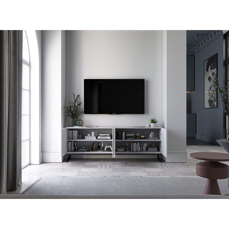 Elpis TV Stand 300 Black with Black Frame, White