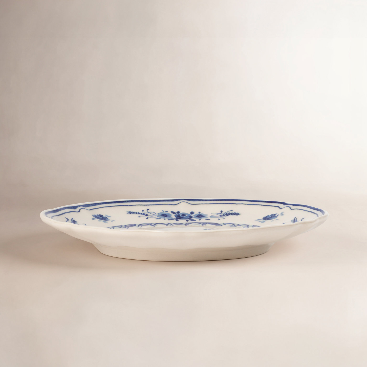 Vila Appetizer Plates, Beige/Blue