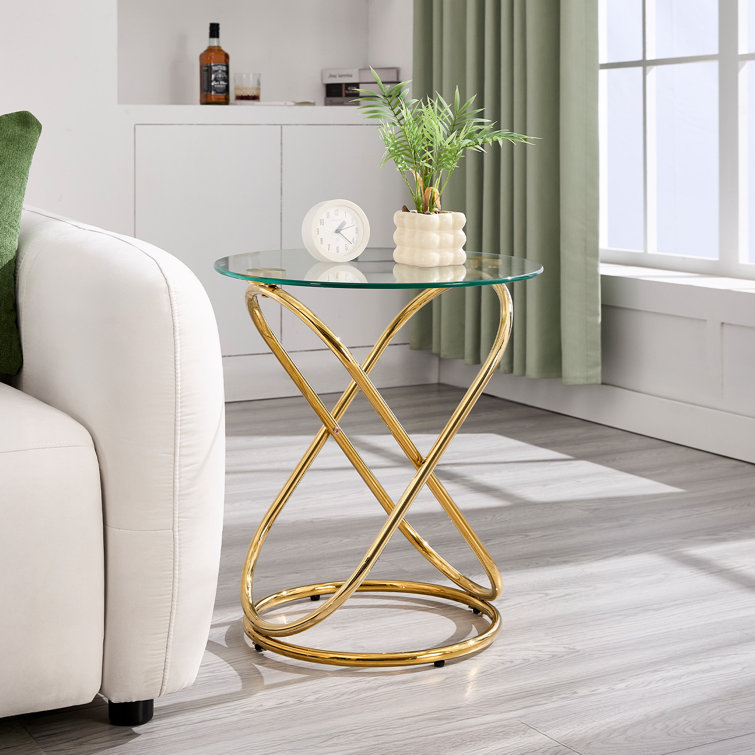 Jefre Tempered Glass Top End Table