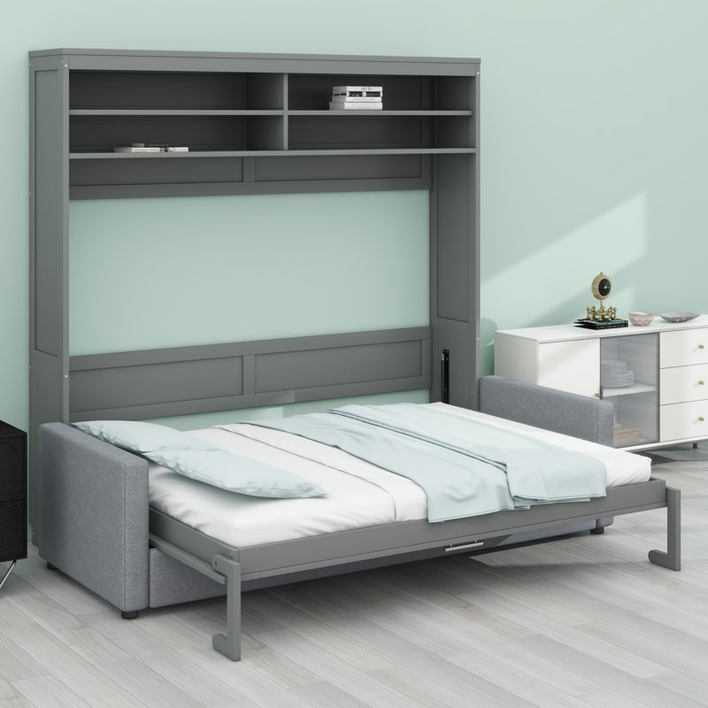 Murphy Bed Wall Bed With Sofa, Gray