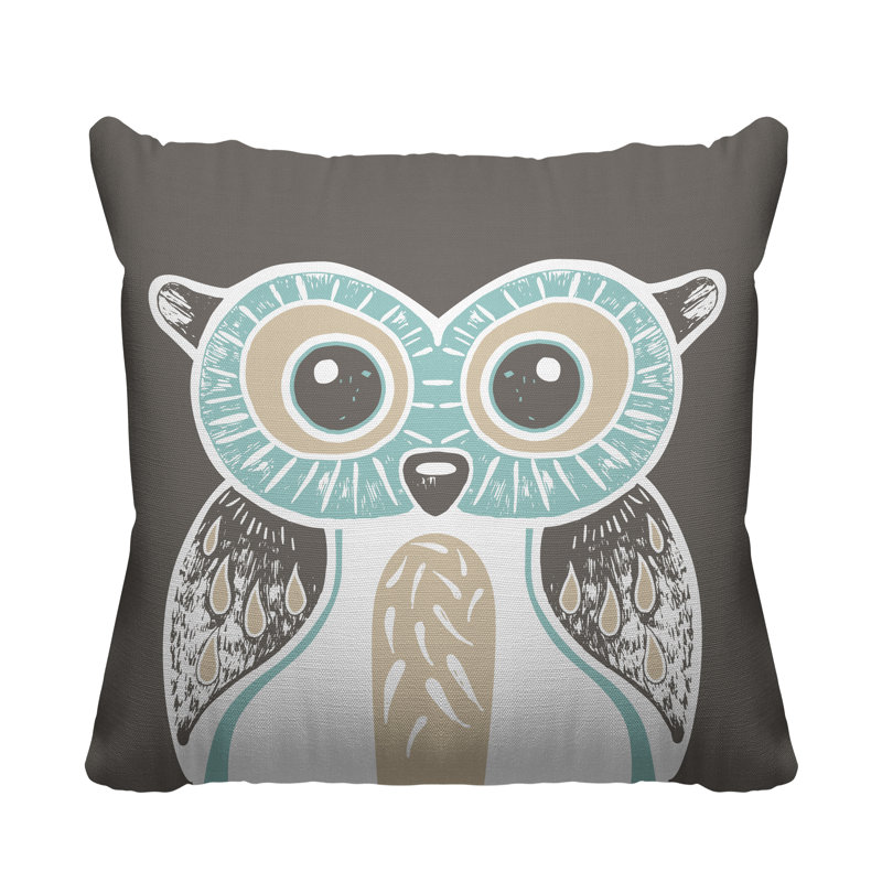 Coussin intérieur Addison Woodland Owl, L 17 po x H 17 po, Taupe