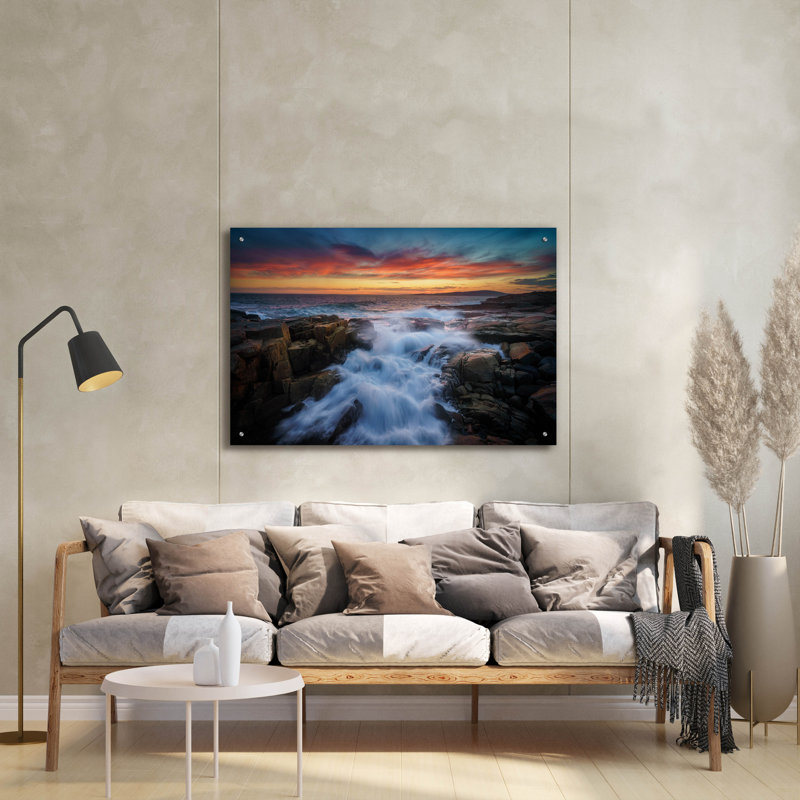 «Rising Tide At Schoodic Point» par Rick Berk, art mural en verre acrylique, H 24 po x l 36 po x P 0,2 po