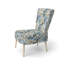 Chaise d'appoint rembourrée à motif damassé floral blanc et bleu Misty Misty