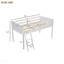 Lit mezzanine bas simple en bois avec échelle, l'échelle peut être placée à gauche ou à droite, blanc-1043835371