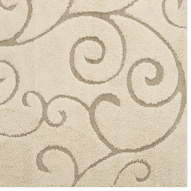 Modway Burgeon Scrolling Vine Shag Area Rug, Rectangle 8' x 10'