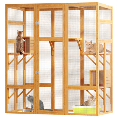 Evarista Cat Enclosures,with 7Platforms,2Resting Room, Cat House with Waterproof,UV Protection Roof