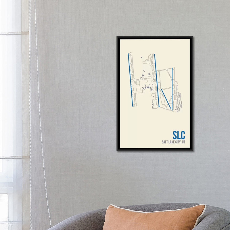 «Lake Lake City», impression sur toile, H 26 po x l 18 po x P 1,5 po, Toile avec cadre noir, Pas de tapis