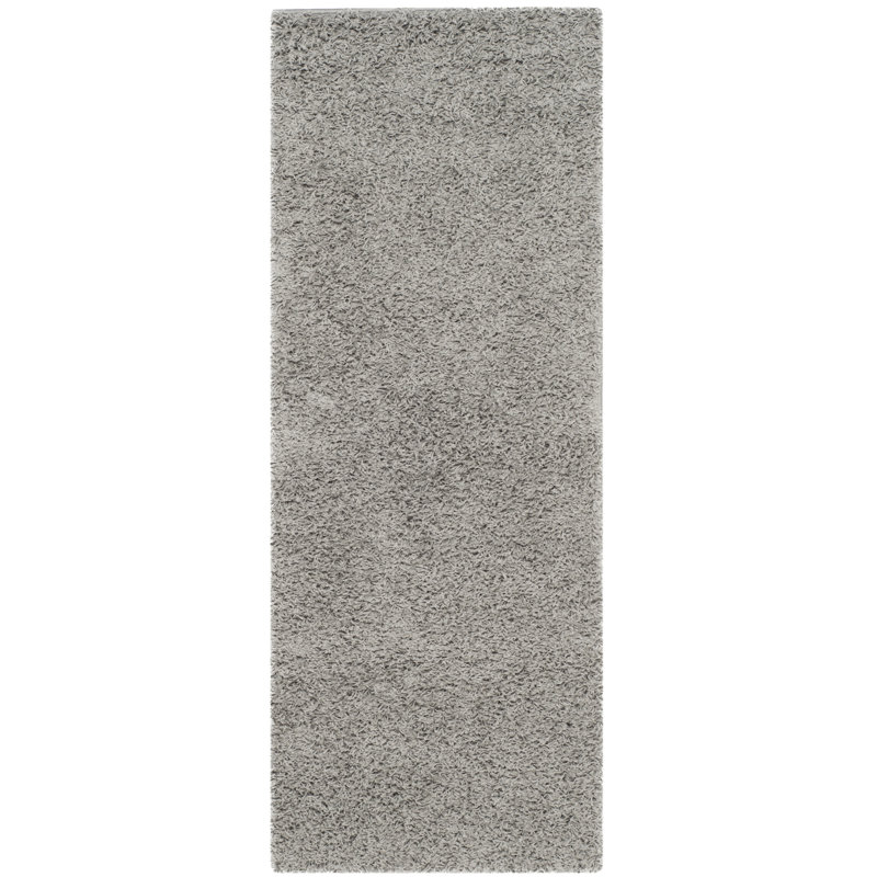 Ashleigh-Marie Solid Color Machine Woven Polypropylene Area Rug in Light Gray, Runner 2'3" x 6'