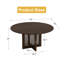 Table de salle à manger ronde en bois massif avec piédestal en rotin-644926031-644926003