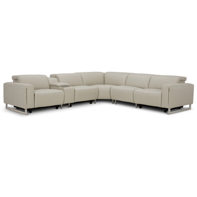 Canapé modulaire 6 pièces en gris fumé fendu avec trois fauteuils inclinables