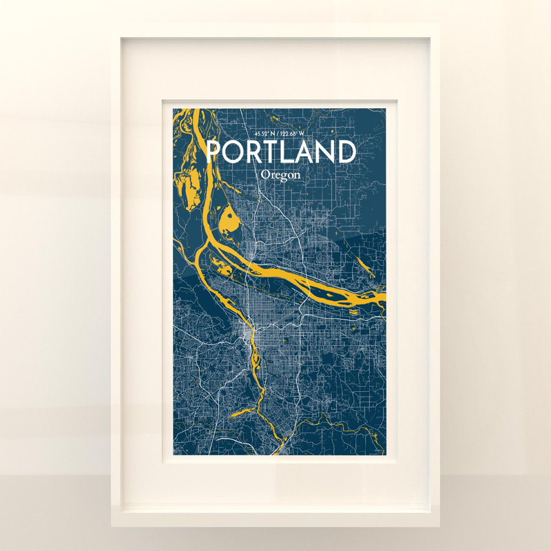 Portland City Map in Amuse 1 Piece Wall Art, 36cm H x 24cm W x 0.05cm D
