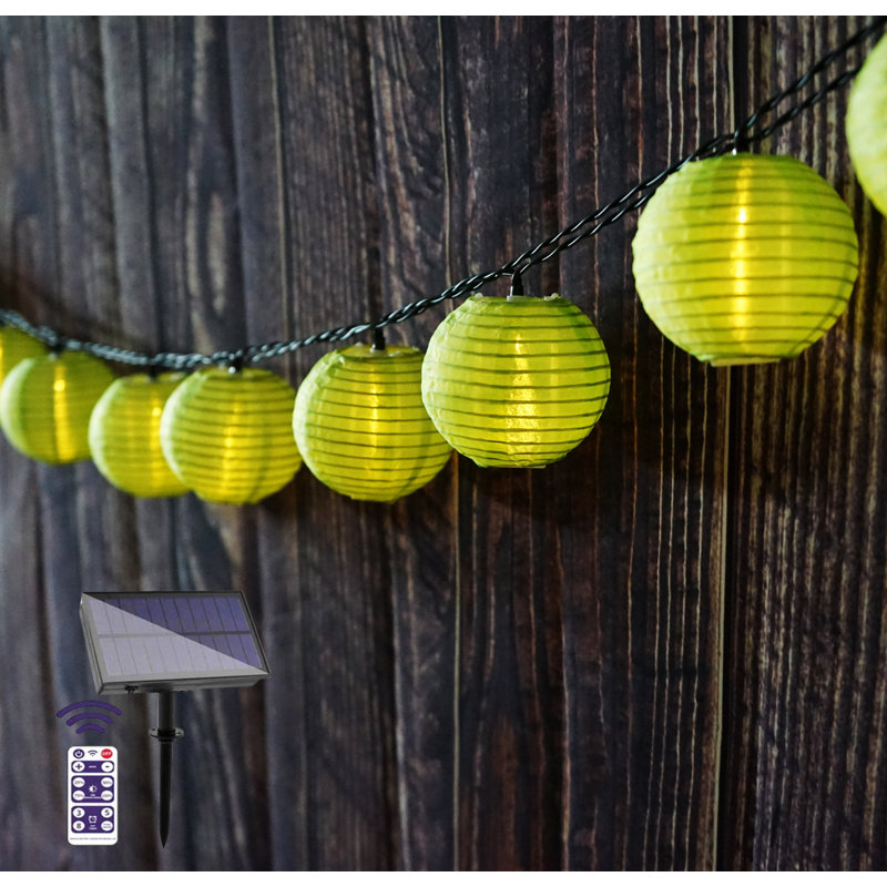Outdoor 40 - Bulb 393.7'' Solar Powered LED Shaded String Light, Green