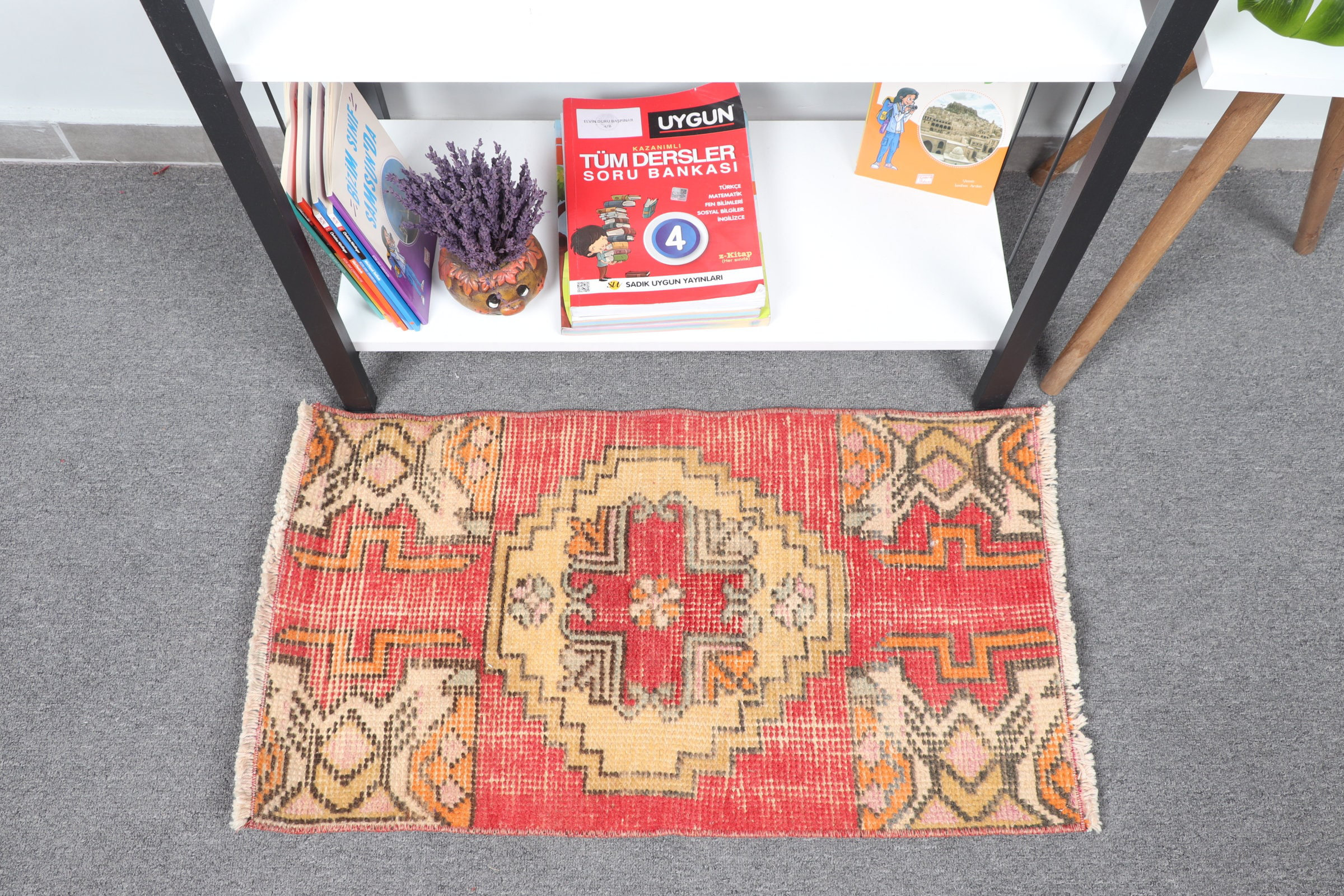Bungalow Rose Vintage Turkish Small Wool Rug With Anatolian Design For ...