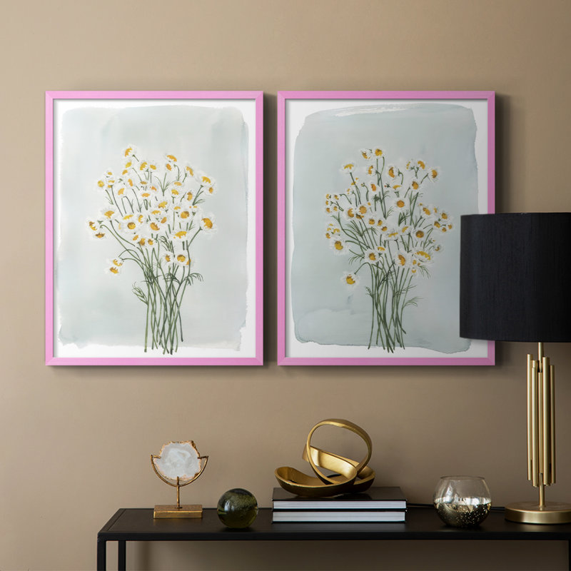 «Chamomile Bouquet I», reproduction encadrée de qualité supérieure - prête à être accrochée - aucun clou requis - aucun clou requis