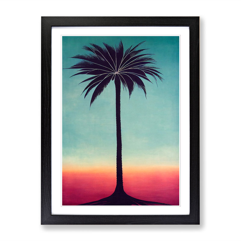 Palm Tree Art Vol.1 - Single Picture Frame Print, Black, 64cm H x 46cm W x 2cm D