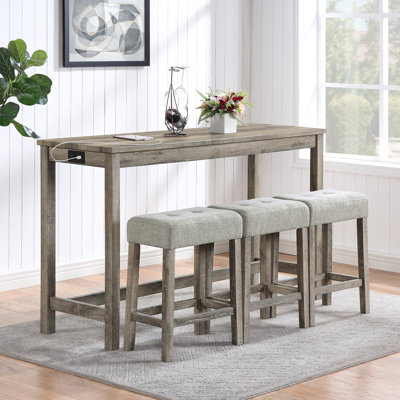 Ensemble de 4 tabourets de bar et tabourets à hauteur de comptoir, table avec prise de courant, espace de jeu pour cuisine