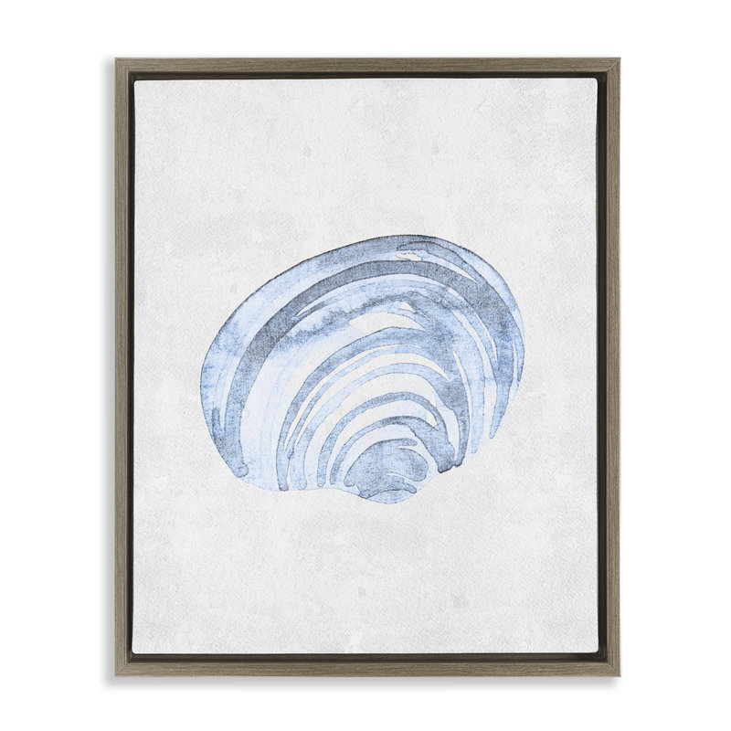 Cadre flottant bleu subtil escargot de mer, design par Camila Juncos, H 21 po x l 17 po, Cadre flottant orme Montalcino