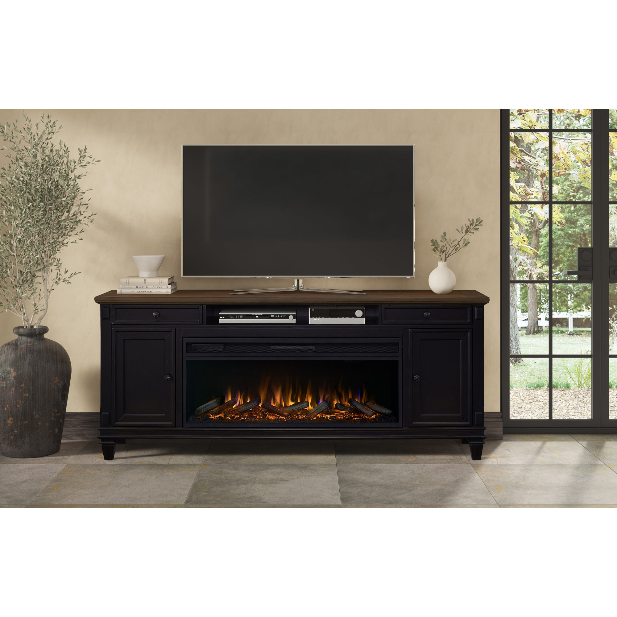 Crosby Fireplace TV Stand, Black