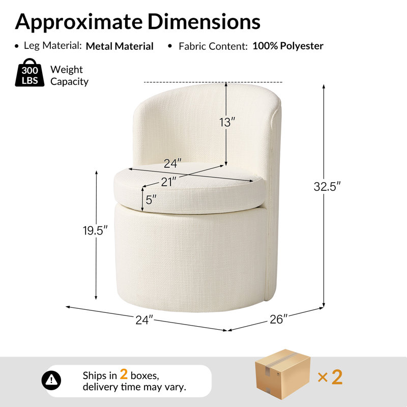 Ensemble de 2 chaises de salle à manger à dossier capitonné avec roulettes cachées Waynesville, Beige