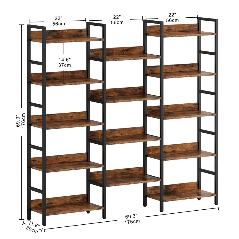 Nadaba Bookcase, Vintage Brown/Black