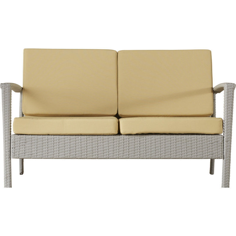 Siratro 4 - Person Patio Conversation Set with Cushions, Light Gray, Light Yellow