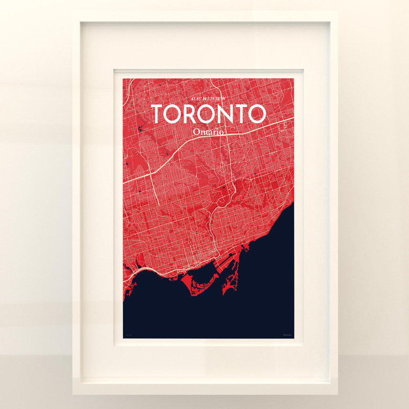 Toronto City Map In Nautical - No Frame Print, 27.6cm H x 19.7cm W x 0.05cm D